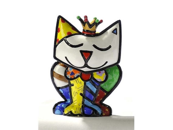 Romero britto miniature princess cat figurine new