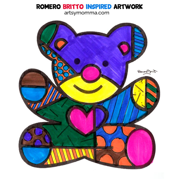Vibrant artwork inspired by pop artist romero britto
