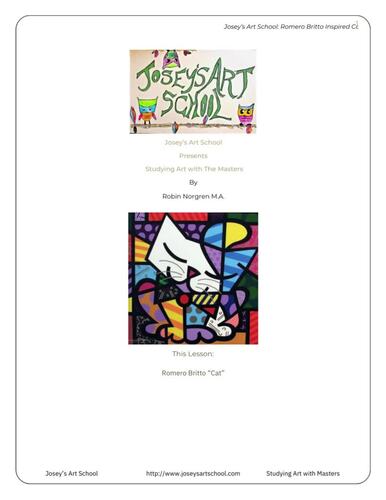 Romero britto art lesson cat pop art iconic art grades