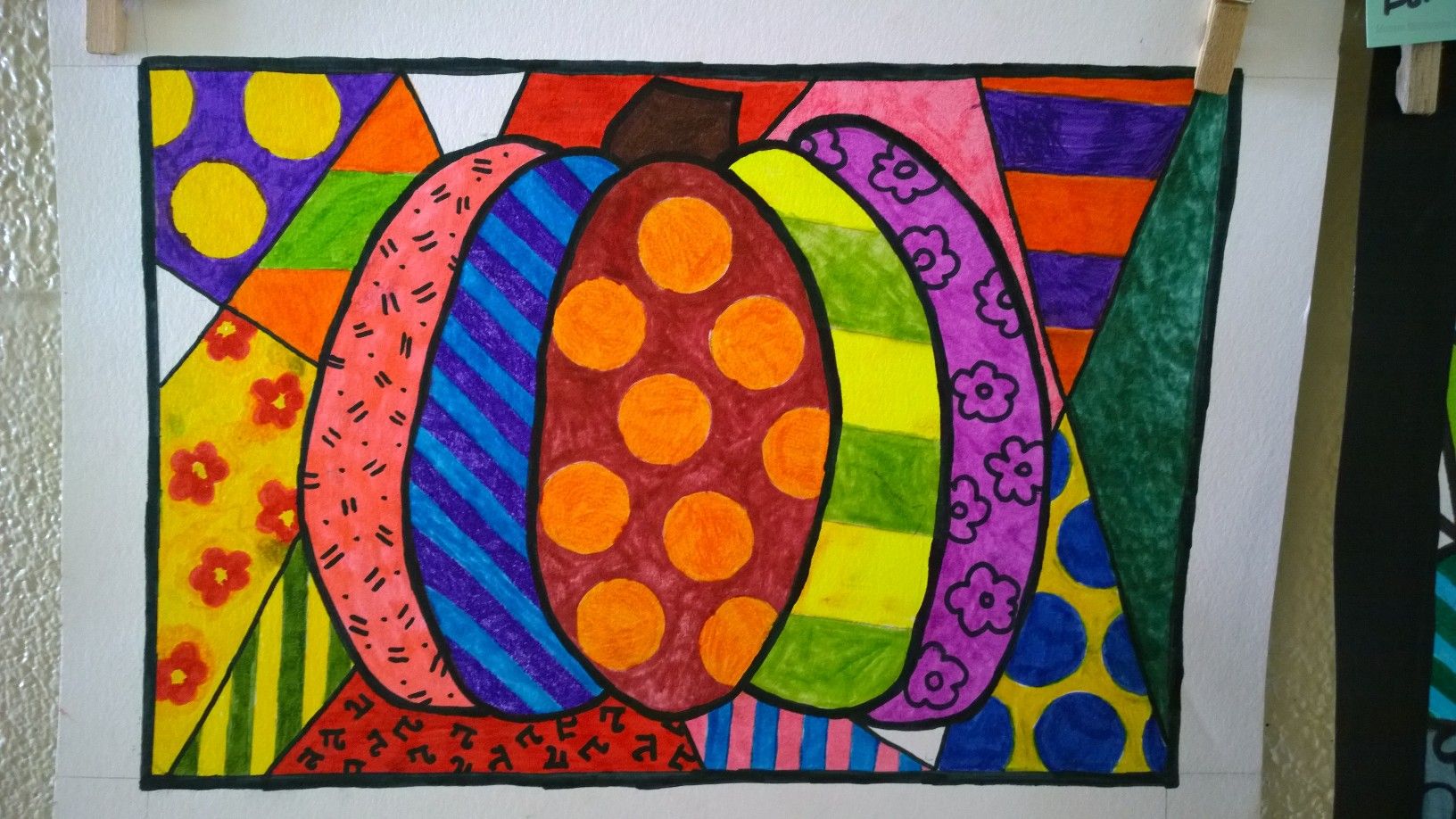 Vibrant pumpkin art inspired by romero britto