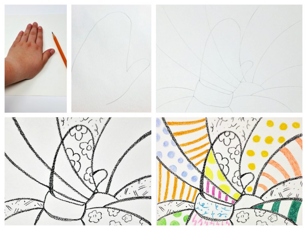 Watercolor winter mitten inspired by romero britto woo jr kids activities childrens publishing