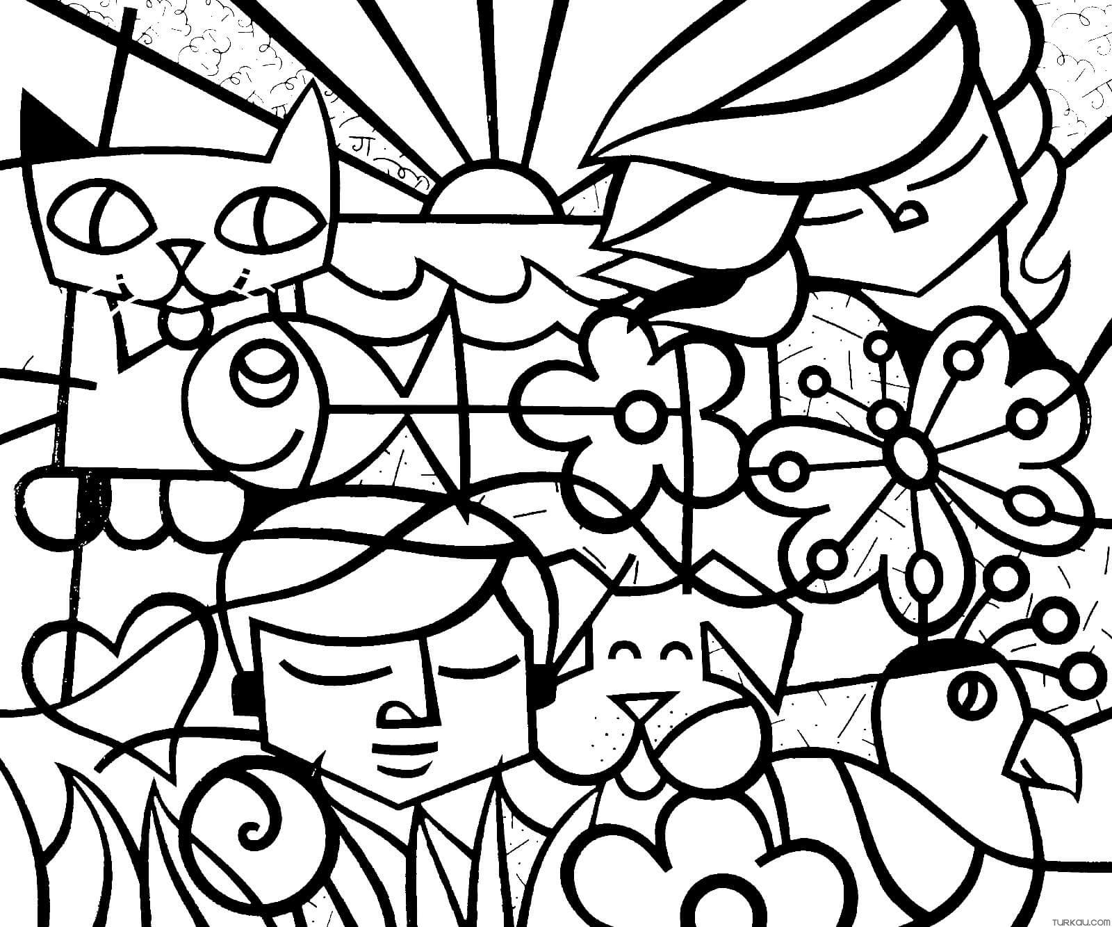 Romero britto coloring page