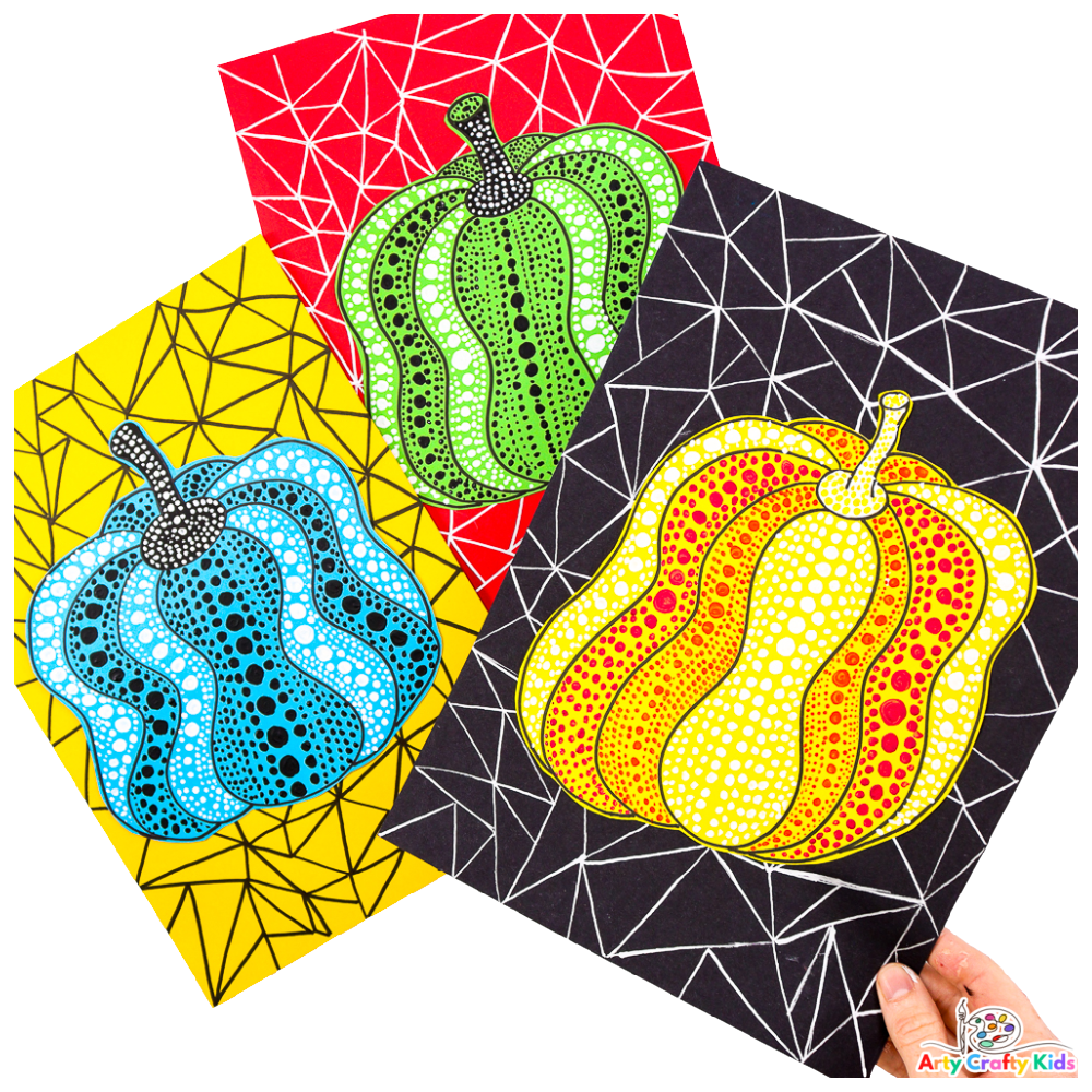 How to draw kusama inspired dot pumpkins pumpkin art for kids