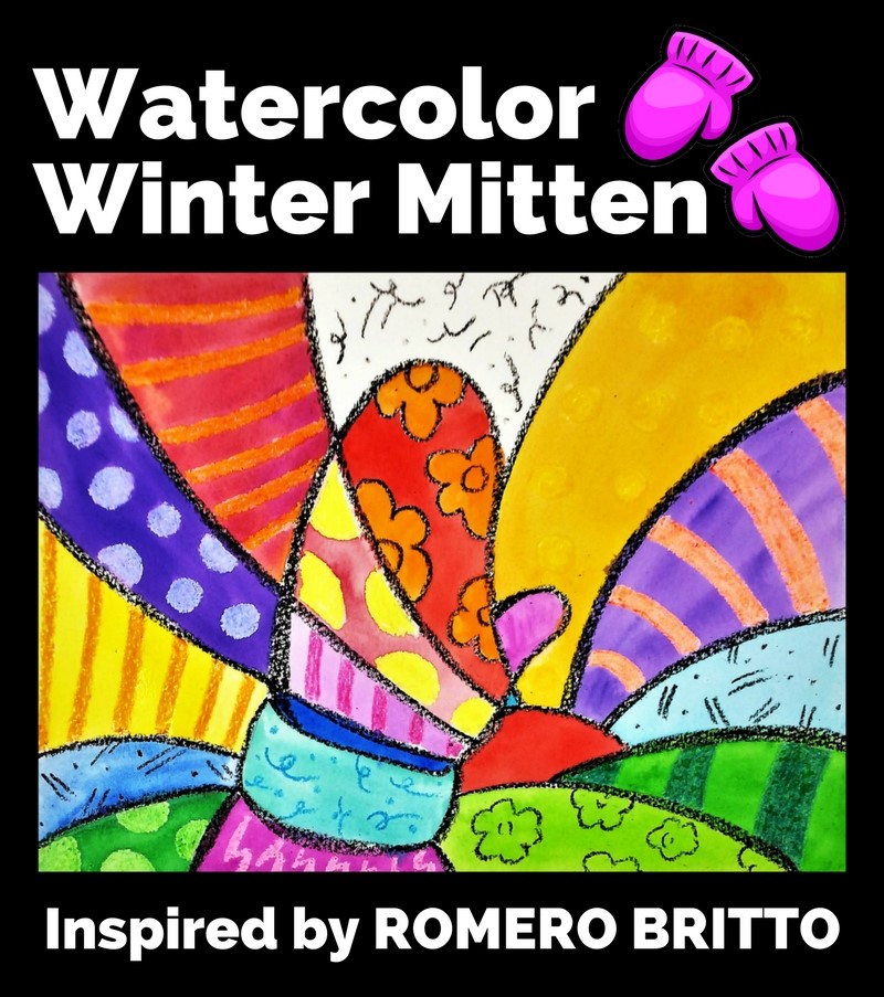 Watercolor winter mitten inspired by romero britto woo jr kids activities childrens publishing