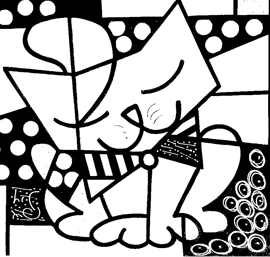 Cat romero britto coloring page