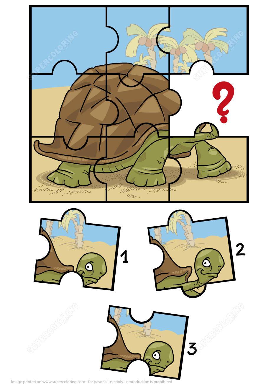 Jigsaw puzzle with turtle free printable puzzle games