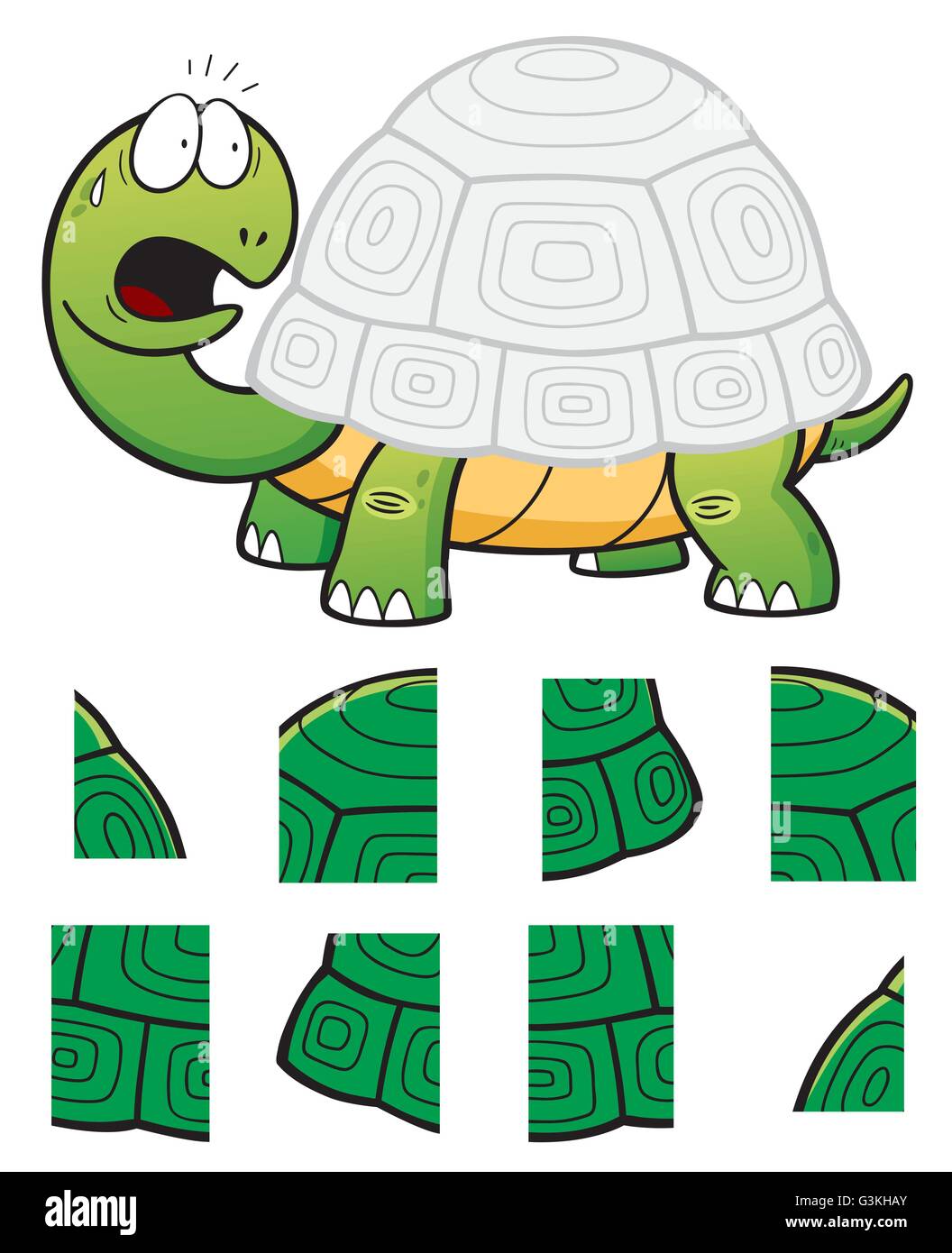 Vector illustration of education jigsaw puzzle game for children with turtle stock vector image art