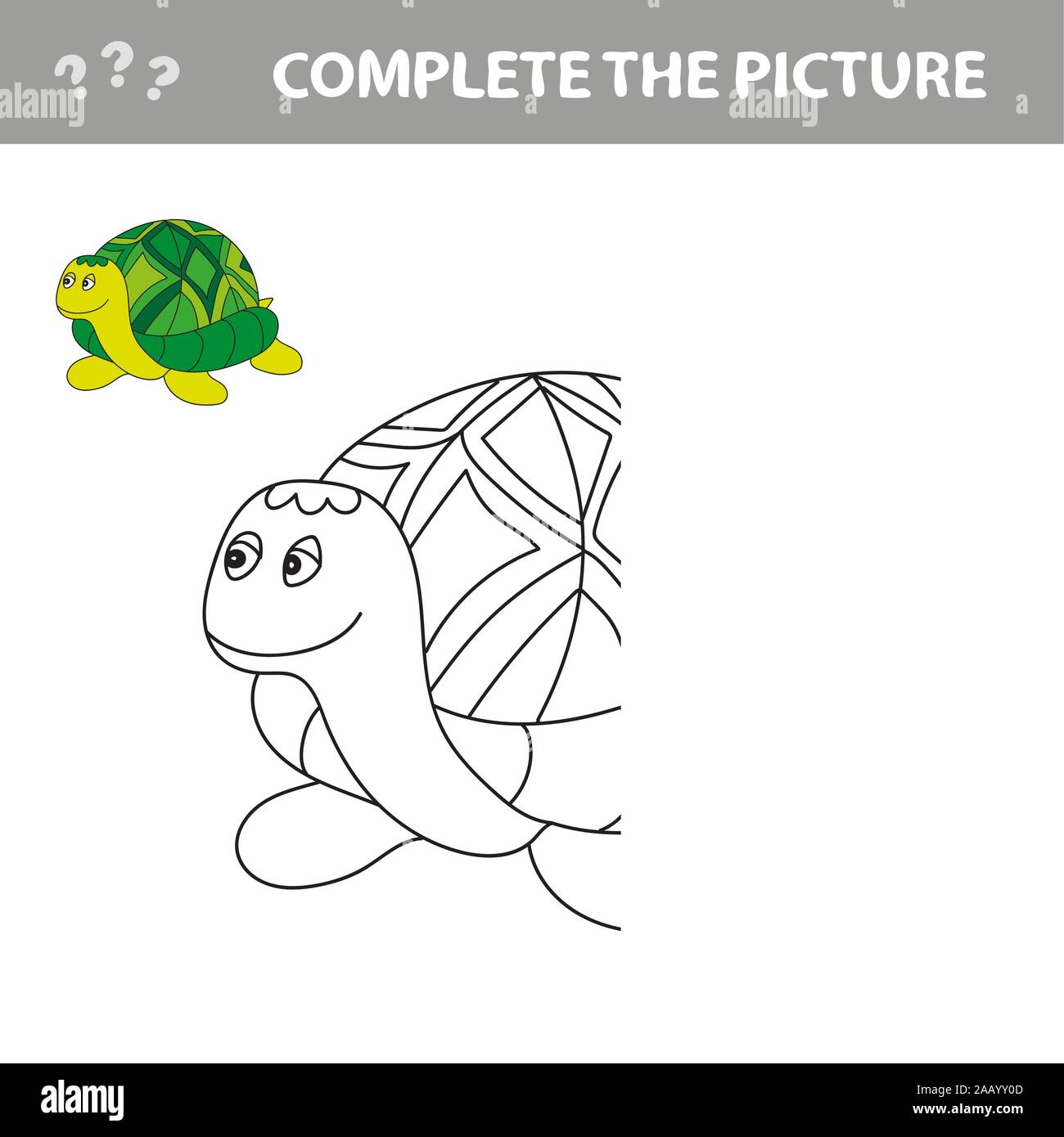 Cartoon tortuga bozado ilustraciãn vectorial rompecabezas para niãos de edad precolar imagen vector de stock