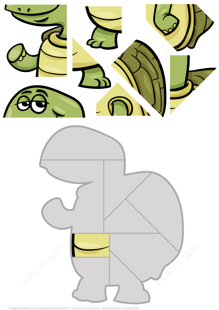 Jigsaw puzzle with cute cartoon turtle free printable puzzle games