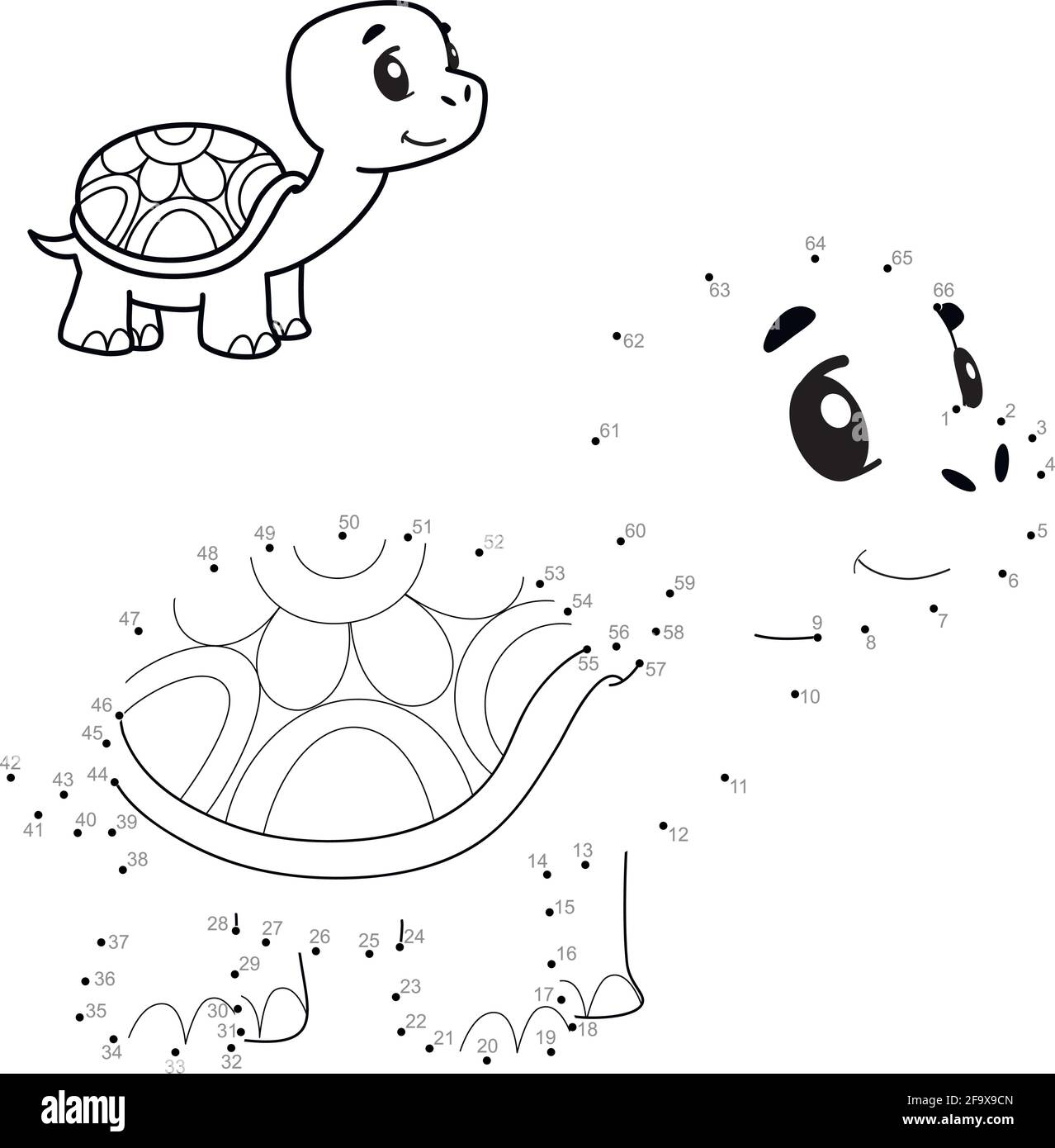 Dot to dot puzzle for children connect dots game turtle illustration stock vector image art