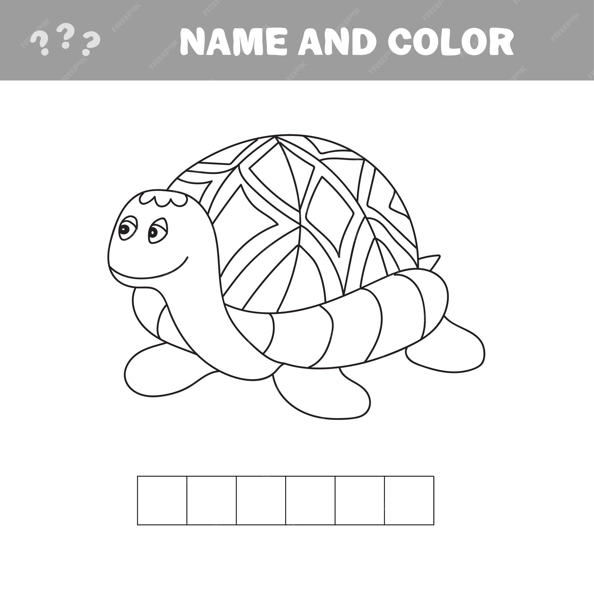Tortuga de dibujos animados bozado ilustraciãn vectorial rompecabezas para niãos en edad precolar vector premium