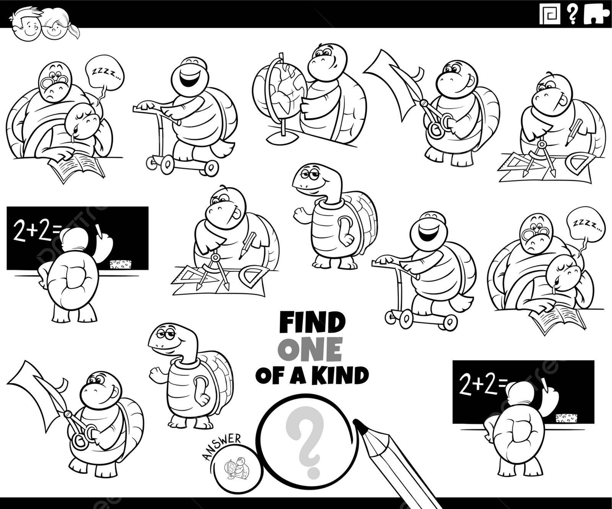 Un dafão ãºnico para colorear una pãgina de libro de tortugas cãmicas vector png rompecabezas enigma pasatiempo png y vector para dcargar gratis