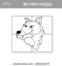 Vector puzzle game children puzzle wolf stock vector royalty free