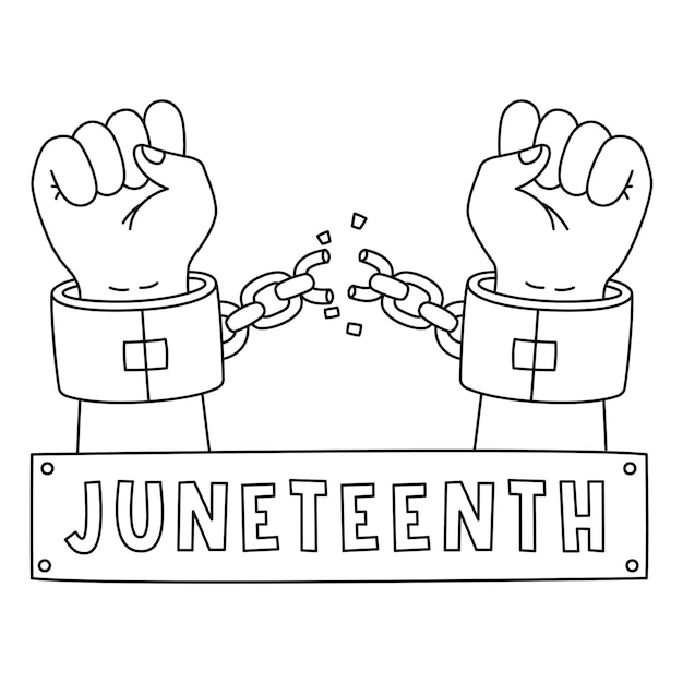 Premium vector broken chains juneteenth isolated coloring page