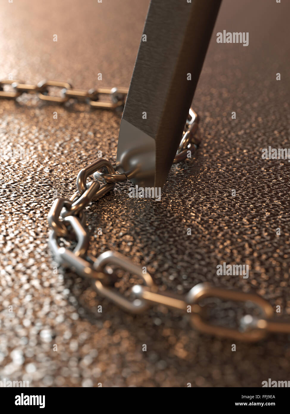 Rompiendo las cadenas por concepto de cincel fotografãa de stock