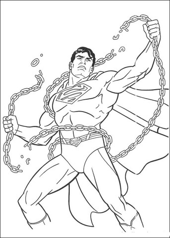 Dibujo de la fuerza de supermãn rompe las cadenas para colorear dibujos para colorear imprimir gratis