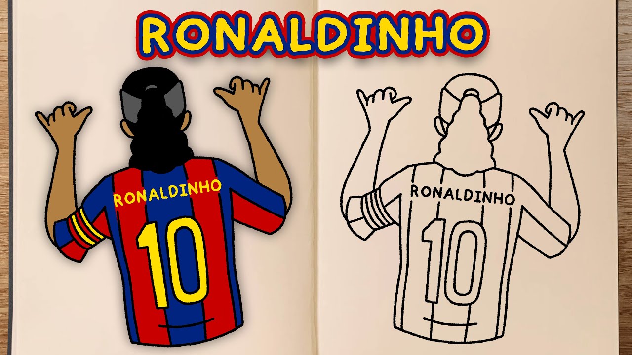 How to draw and colour ronaldinho step by step drawing tutorial