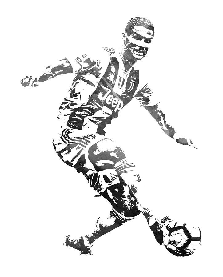 Cristiano ronaldo juventus water color pixel art mixed media by joe hamilton