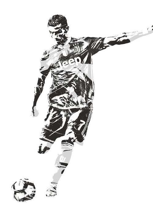 Cristiano ronaldo juventus pixel art greeting card by joe hamilton