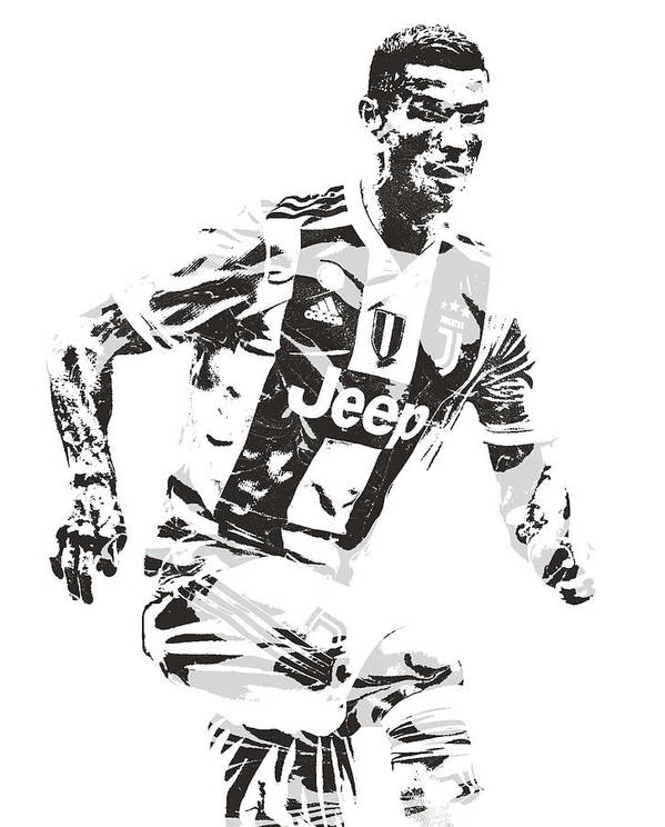 Cristiano ronaldo juventus pixel art art print by joe hamilton