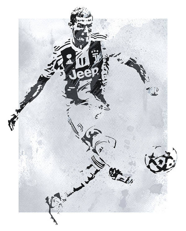 Cristiano ronaldo juventus watercolor strokes pixel art art print by joe hamilton