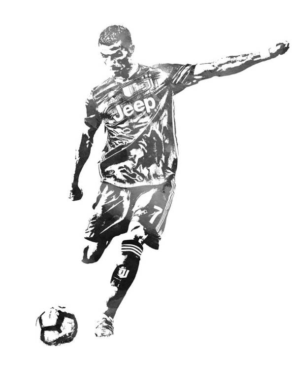 Cristiano ronaldo juventus water color pixel art poster by joe hamilton