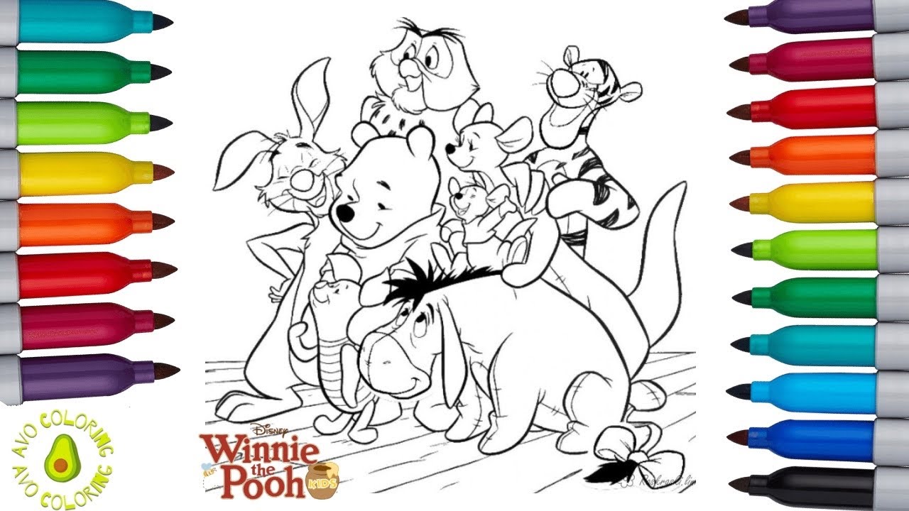Disney winnie the pooh coloring book tigger eeyore piglet rabbit kanga roo owl