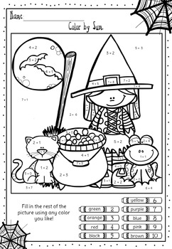 Color by number halloween room on the broom inspired by happy little learners