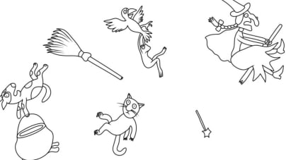 Room on the broom free coloring pages to print