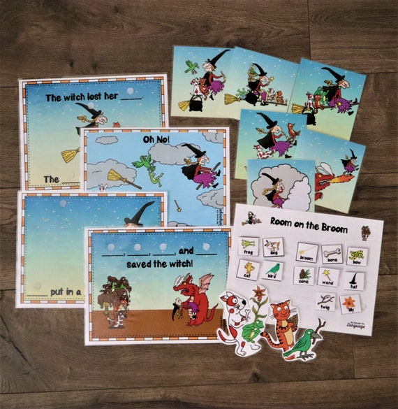 Room on the broom story panion set for sequencing prehension sentence formulation plus coloring book speech autism pdf printable