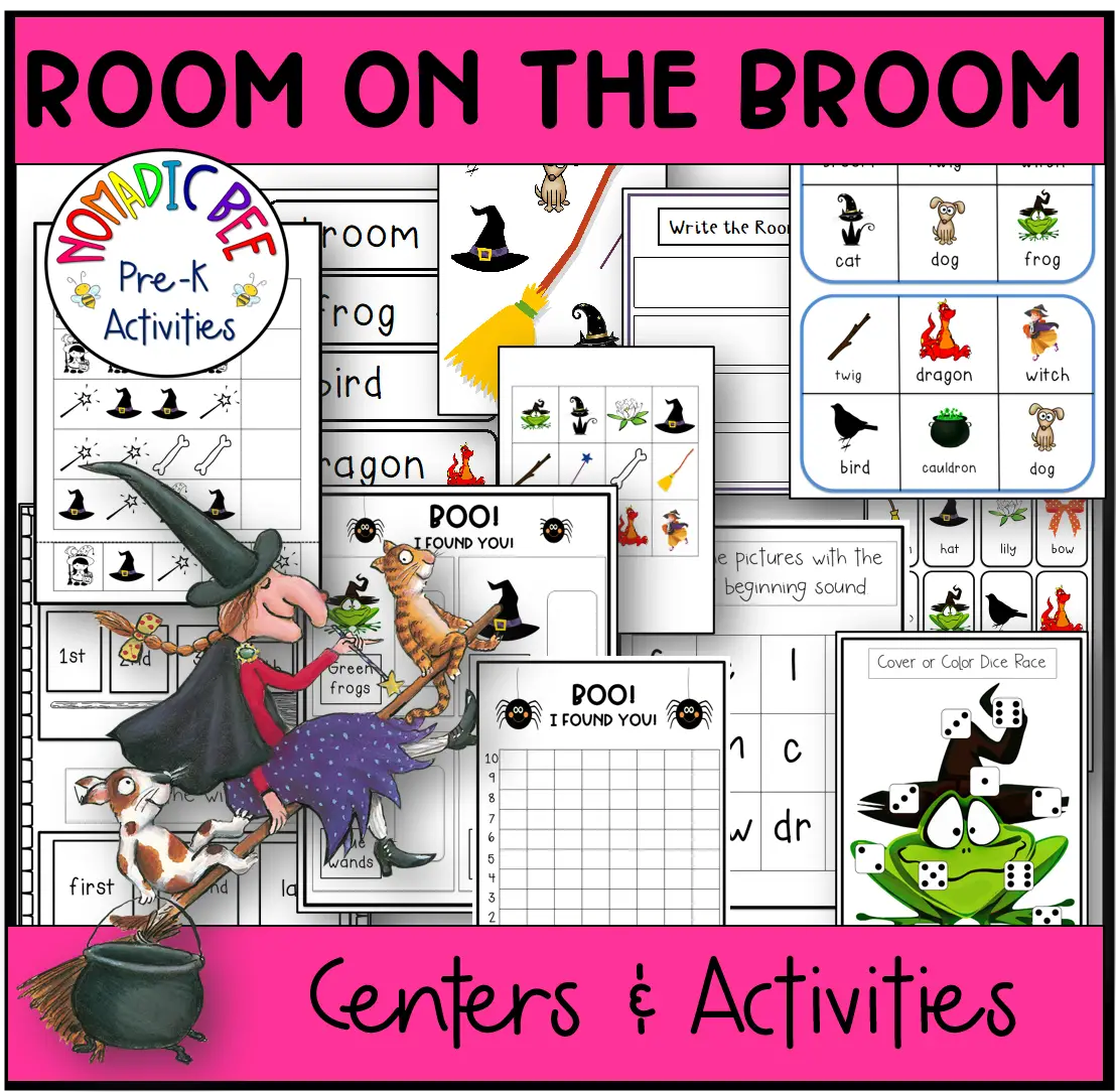 Room on a broom printable center activities and worksheets