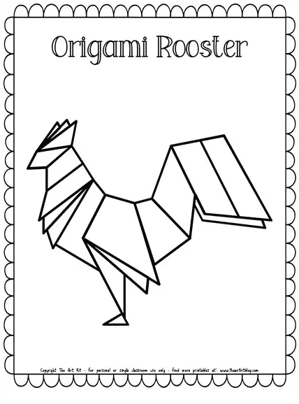 Rooster origami coloring page free homeschool deals
