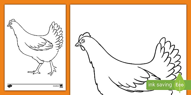 Hen coloring cutting and sticking activity teacher
