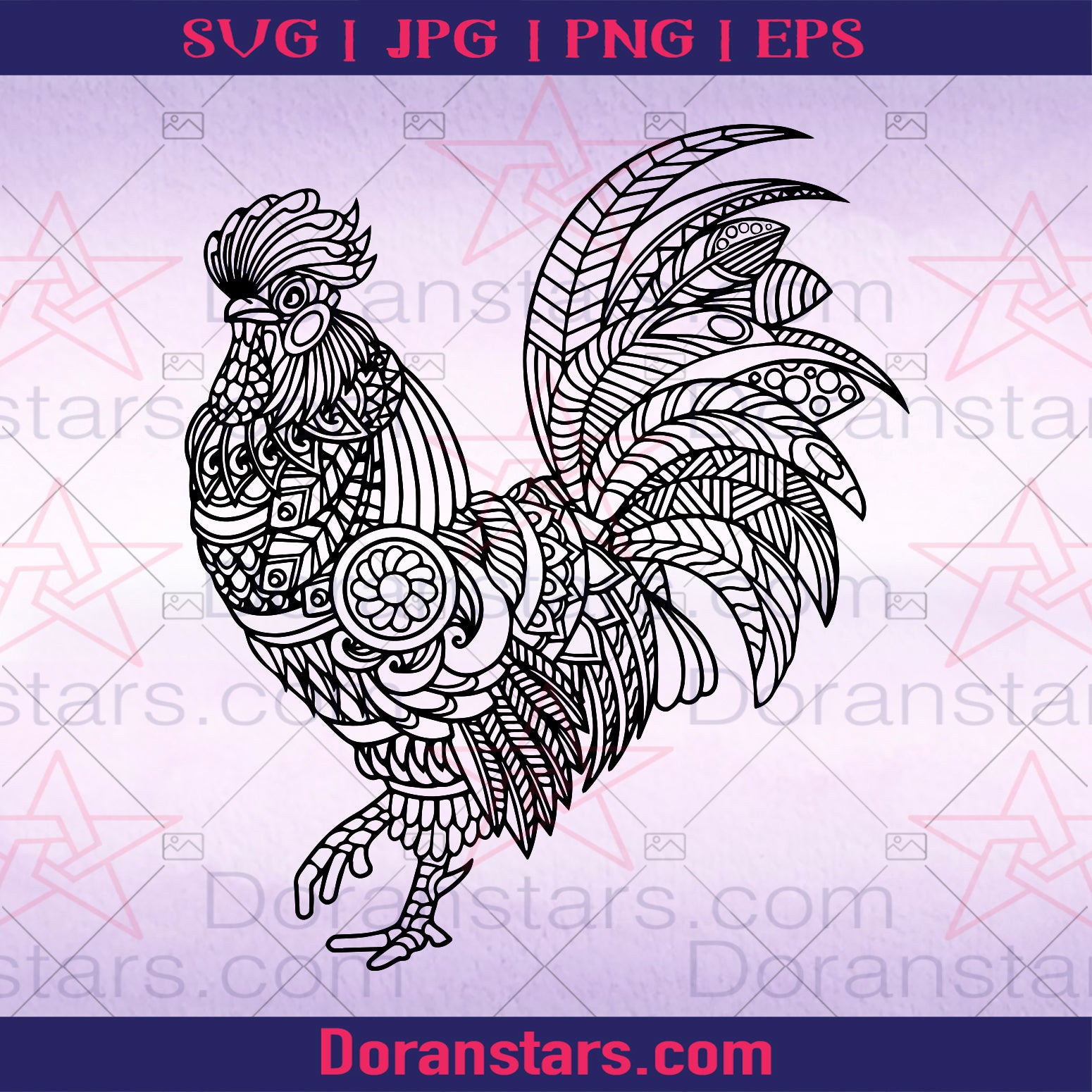 Rooster mandala svg zentangle rooster svg intricate svg file cricut design svg mandala animals cut files digital
