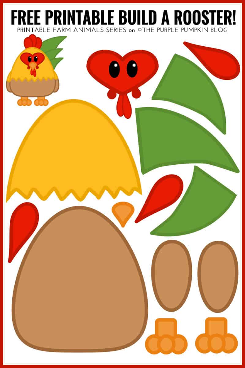 Free printable build a rooster printable animals series