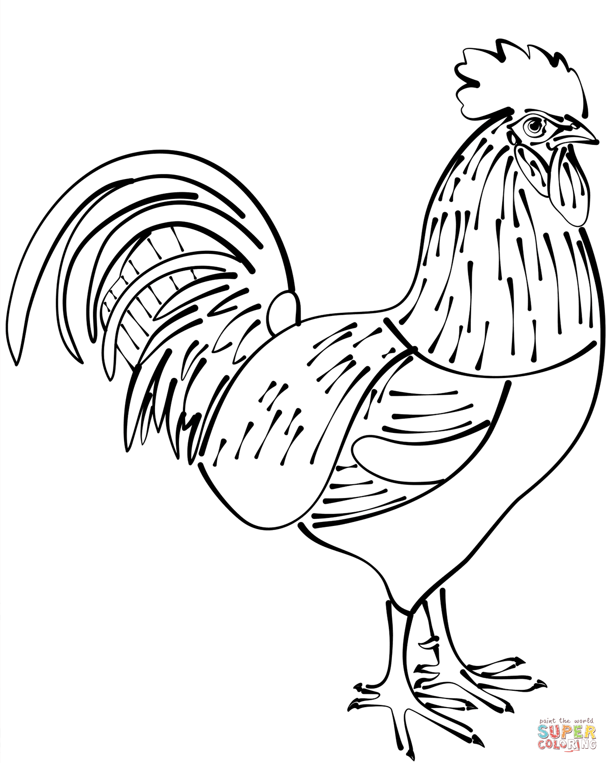 Rooster coloring page free printable coloring pages