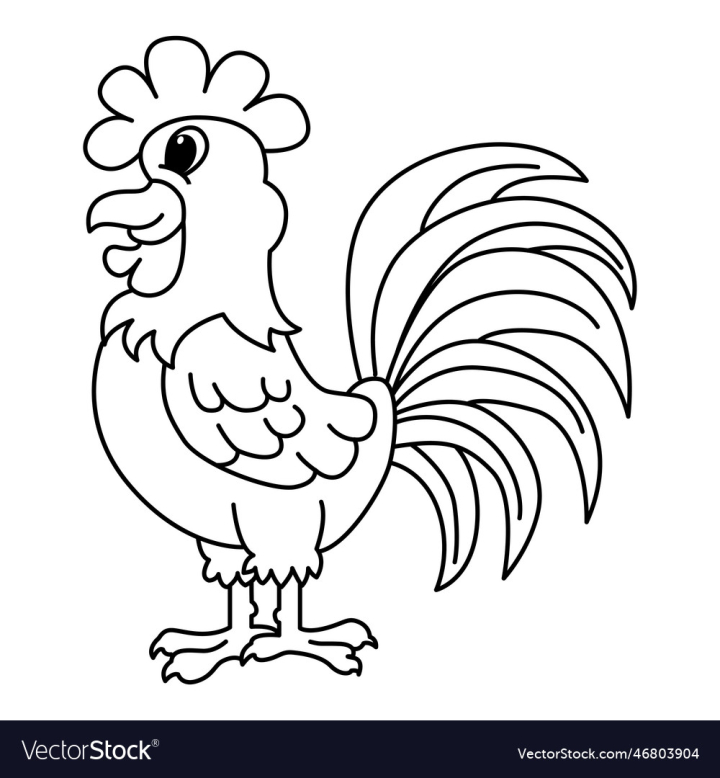 Free cute rooster cartoon coloring page for