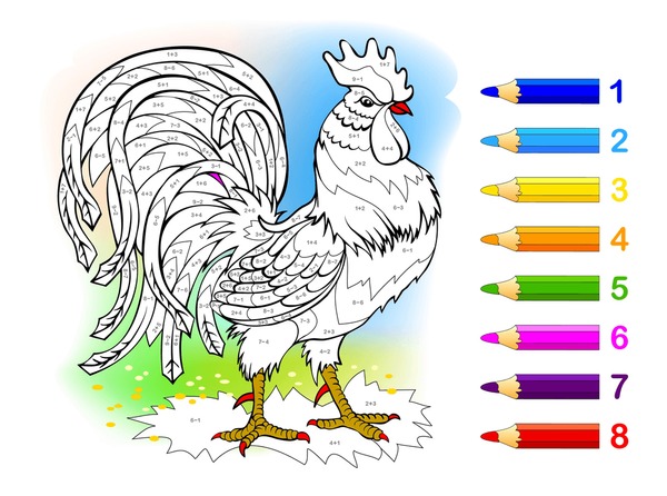 Thousand color by number rooster royalty