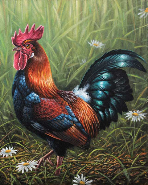 Rhode island red rooster â masterpiece by numbers
