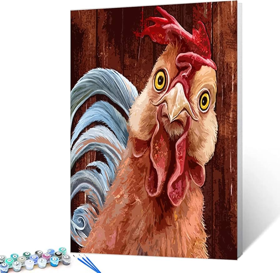 Tucocoo farm animal paint by bumbers for adults framhouse chicken diy paint by numbers acrylic paint canvas kitchen decor funny rooster painting kits framhouse art x inch ïwithout frame ï