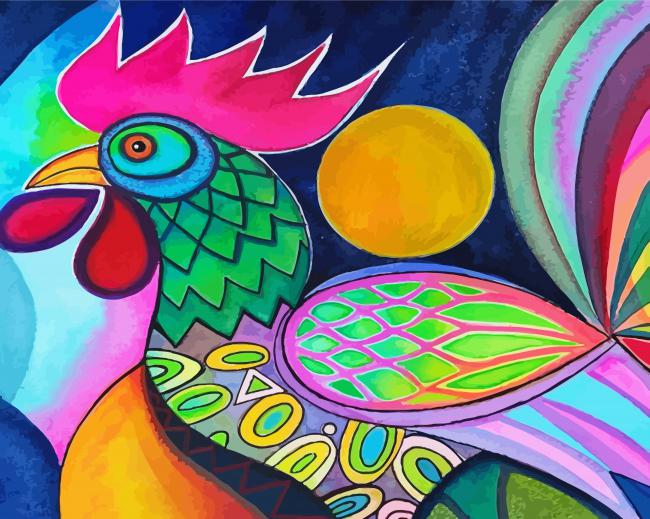 Abstract rooster art paint by numbers
