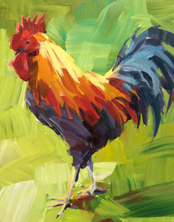 Acrylic rooster painting art of paint by numbers