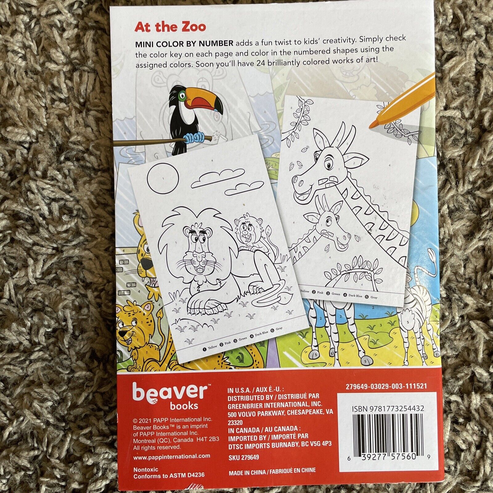 Beaver reptiles mini color by number book set markers kid art pages for sale online