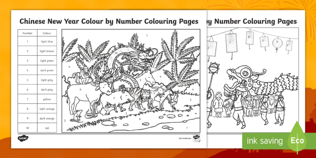 Ks chinese new year color by number coloring pages