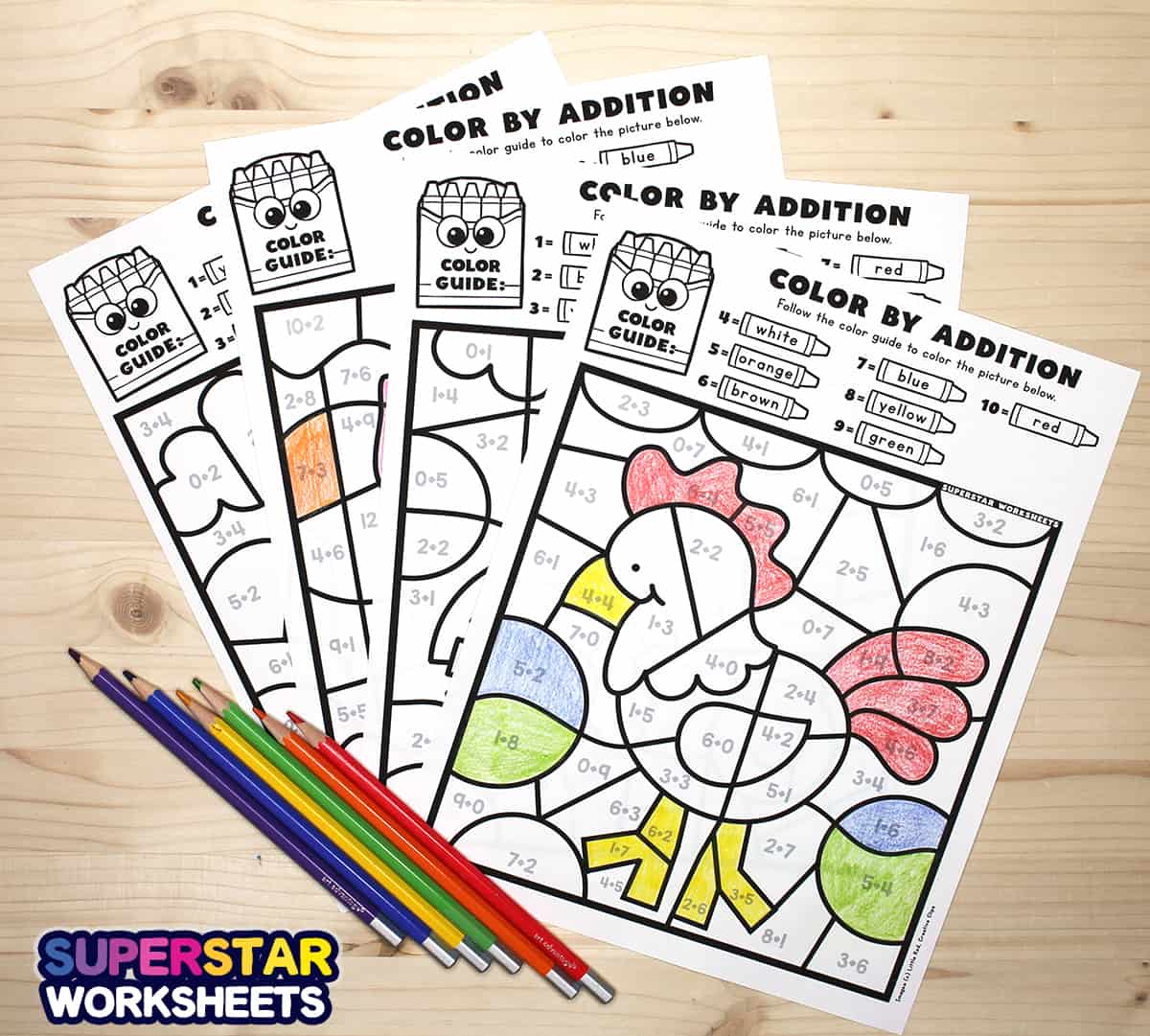 Addition color by number
