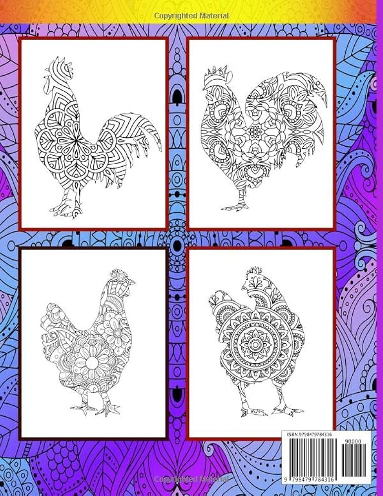 Chicken adult coloring book an adults mandala style chicken and rooster coloring book with unique coloring pages of roosters hens chickens and chicks publications emu books