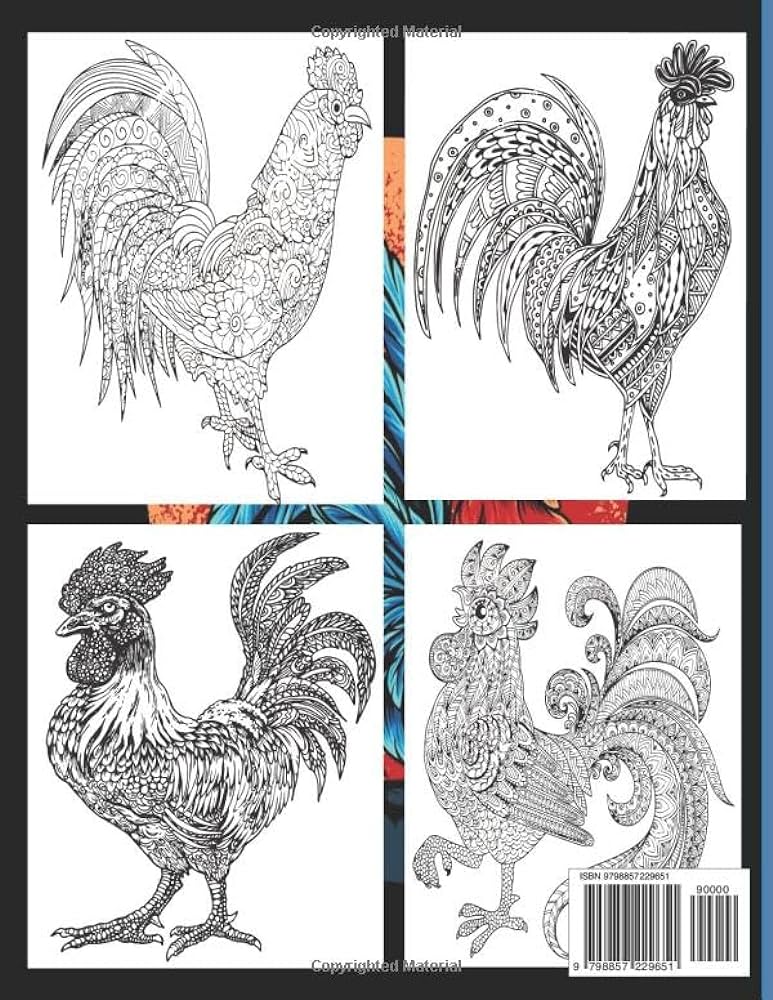 Rooster coloring book an adult best coloring page of rooster designs for adults relaxation with stress relieving animal designs nath abir books