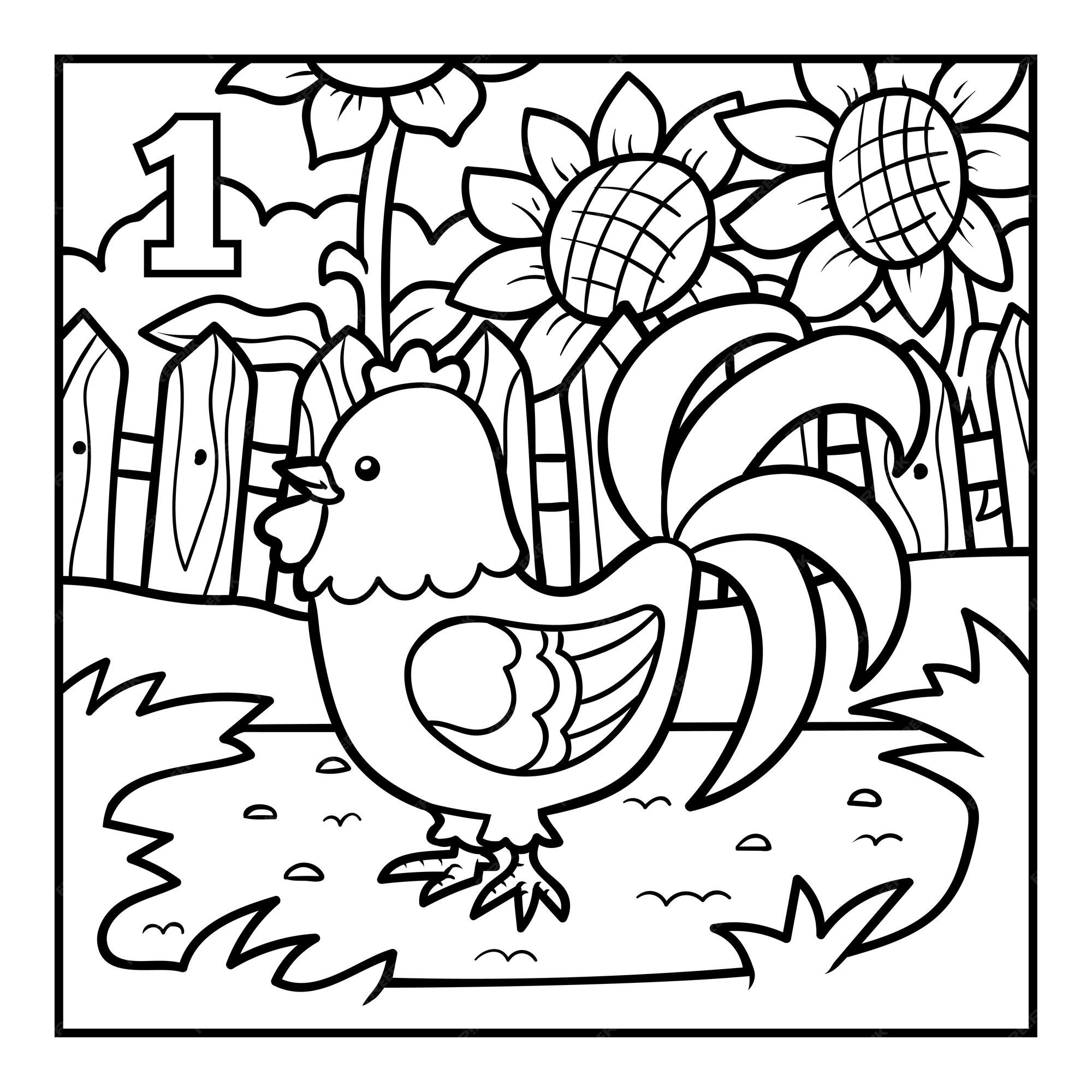 Premium vector coloring book for children one rooster