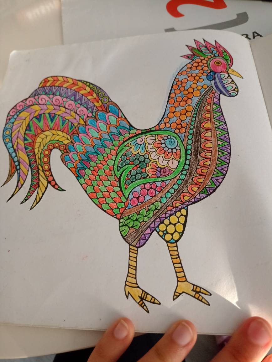 Relaxing coloring book rooster by velentrementh on