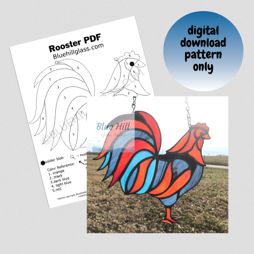 Rooster stained glass pattern